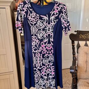 Sami & Jo Navy Mini Dress with Pink and White Accents